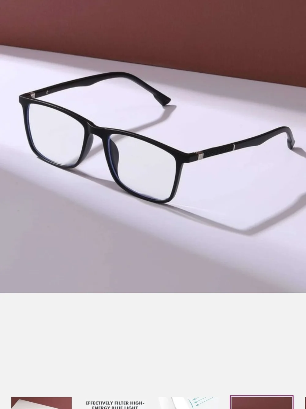 Black Rectangular Blue Light Blocking Glasses